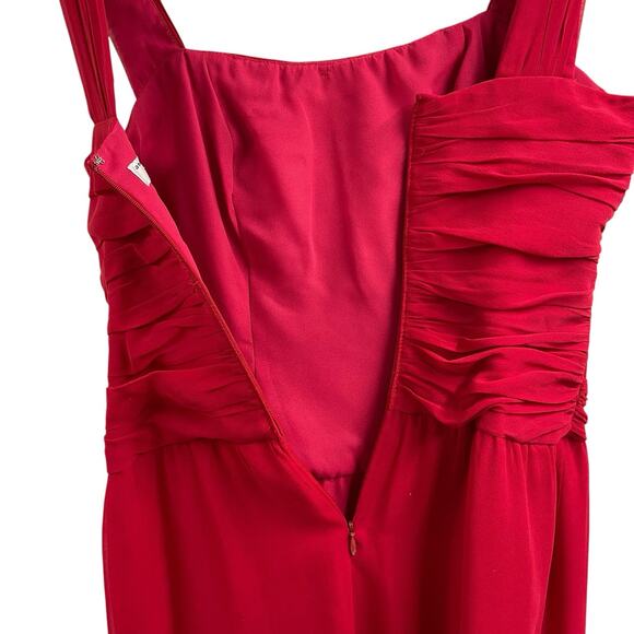 Andrea Polizzi For Rex Lester Red Silk Dress Size 8 Sleeveless USA Vintage - Picture 8 of 10